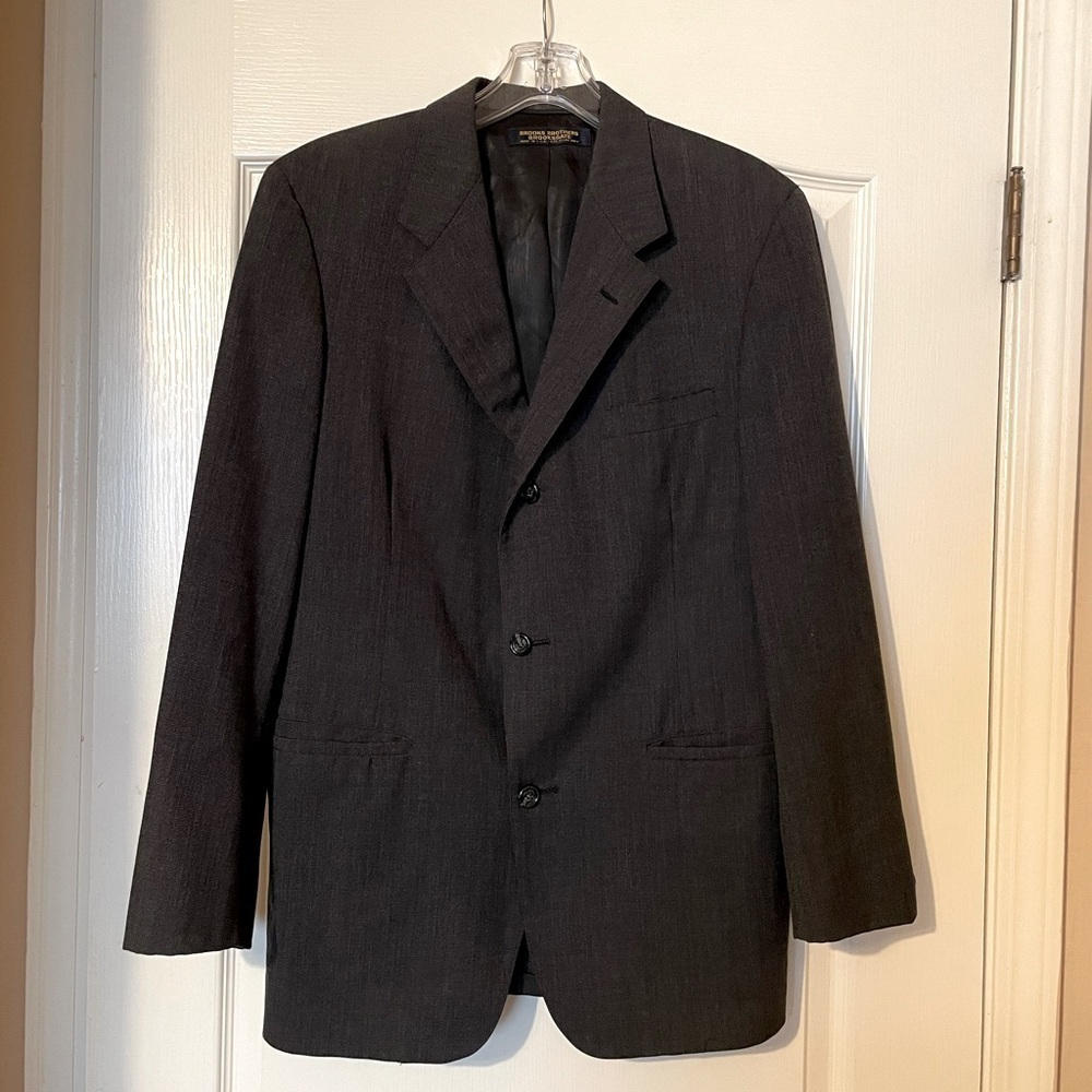 Brooks Brothers Brooksgate Blazer Men’s 42R Black Dark Gray Vintage Jacket USA